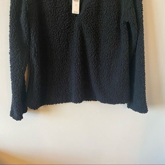 NWT-Anthro-“Sunday in Brooklyn” Edie Sherpa Black Pullover Sweater - Picture 8 of 13